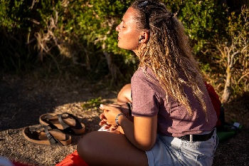 meditating sitting woman